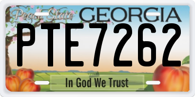 GA license plate PTE7262