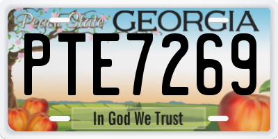 GA license plate PTE7269