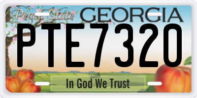 GA license plate PTE7320