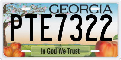 GA license plate PTE7322