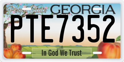 GA license plate PTE7352