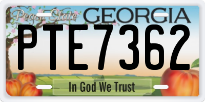 GA license plate PTE7362