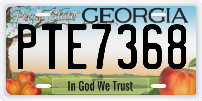 GA license plate PTE7368