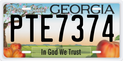 GA license plate PTE7374