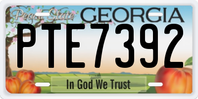 GA license plate PTE7392