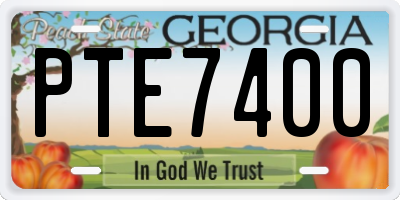 GA license plate PTE7400