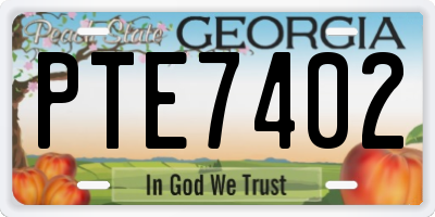 GA license plate PTE7402