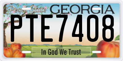 GA license plate PTE7408