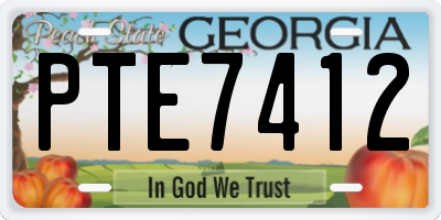 GA license plate PTE7412