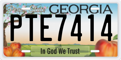 GA license plate PTE7414