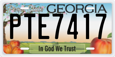 GA license plate PTE7417