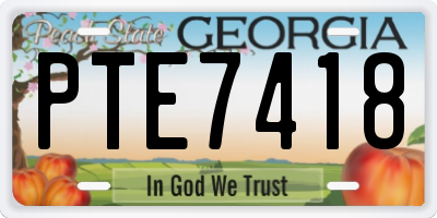 GA license plate PTE7418