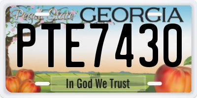 GA license plate PTE7430