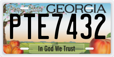 GA license plate PTE7432