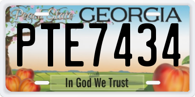 GA license plate PTE7434