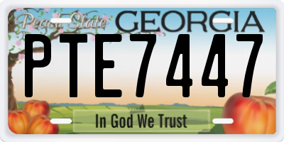 GA license plate PTE7447