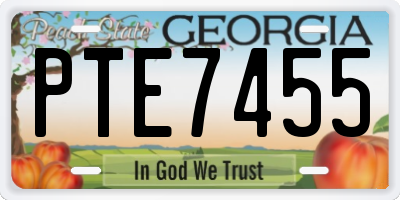 GA license plate PTE7455