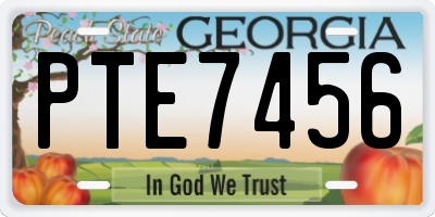 GA license plate PTE7456
