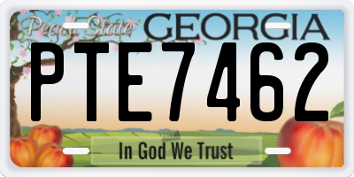 GA license plate PTE7462
