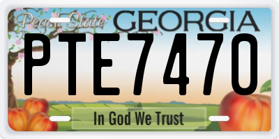 GA license plate PTE7470