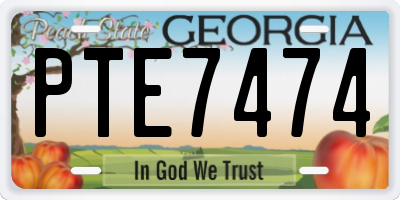 GA license plate PTE7474