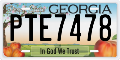 GA license plate PTE7478
