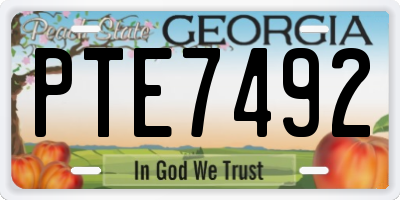 GA license plate PTE7492