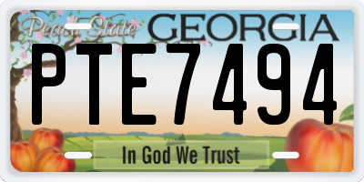 GA license plate PTE7494