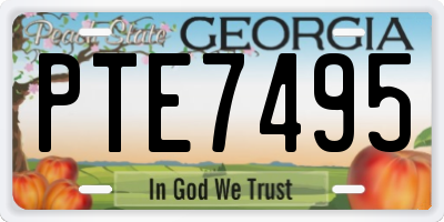 GA license plate PTE7495