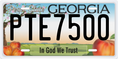 GA license plate PTE7500
