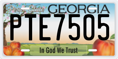 GA license plate PTE7505
