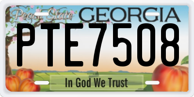 GA license plate PTE7508