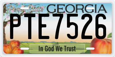 GA license plate PTE7526