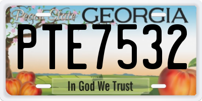 GA license plate PTE7532