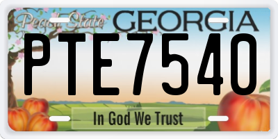 GA license plate PTE7540