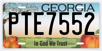 GA license plate PTE7552