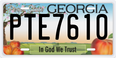 GA license plate PTE7610