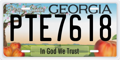 GA license plate PTE7618
