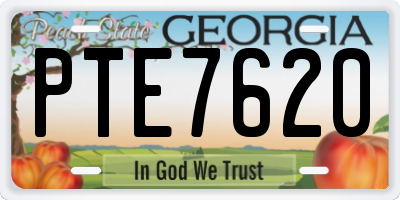 GA license plate PTE7620