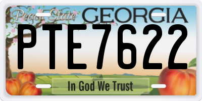 GA license plate PTE7622