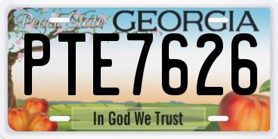 GA license plate PTE7626