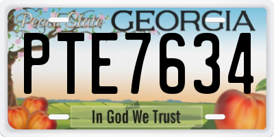 GA license plate PTE7634