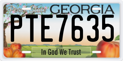 GA license plate PTE7635