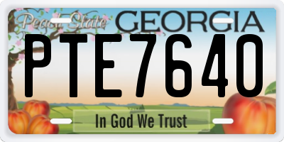 GA license plate PTE7640