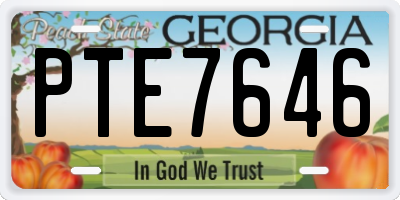 GA license plate PTE7646