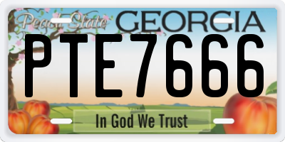 GA license plate PTE7666