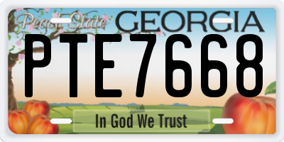 GA license plate PTE7668