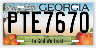 GA license plate PTE7670