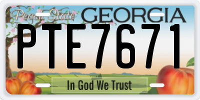 GA license plate PTE7671