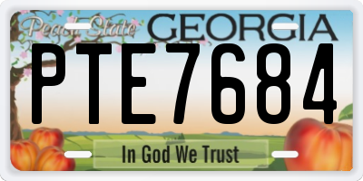 GA license plate PTE7684